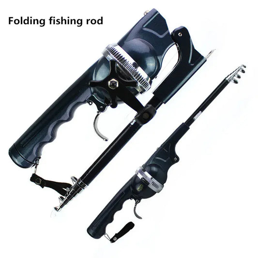 Portable folding fishing rod with stainless steel telescopic